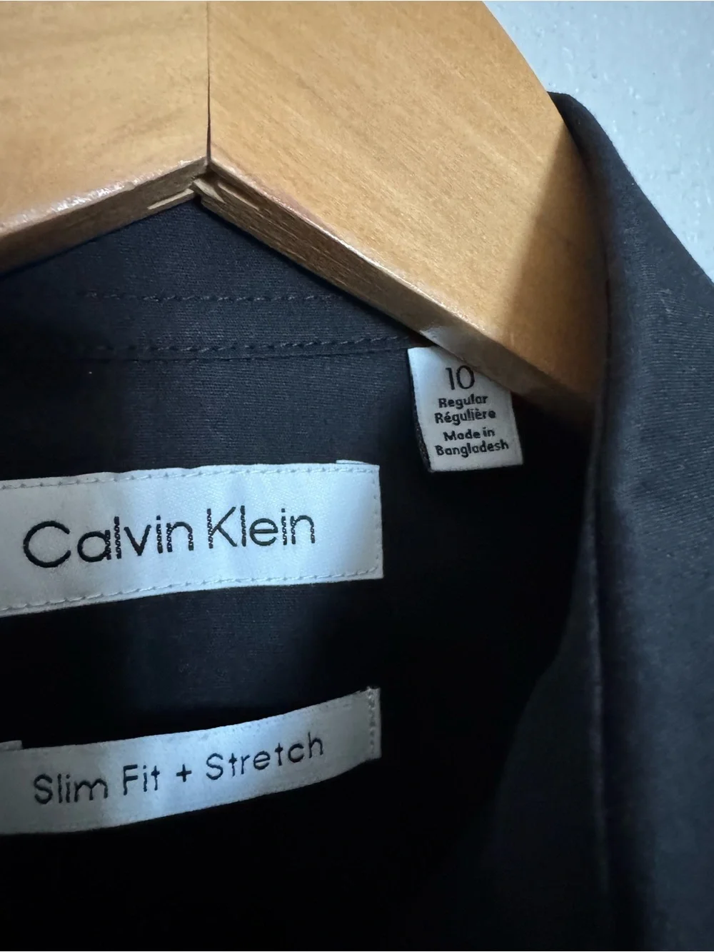 Calvin Klein Black Slim Fit Stretch Long-Sleeve Button-Down Shirt for Boys Sz 10